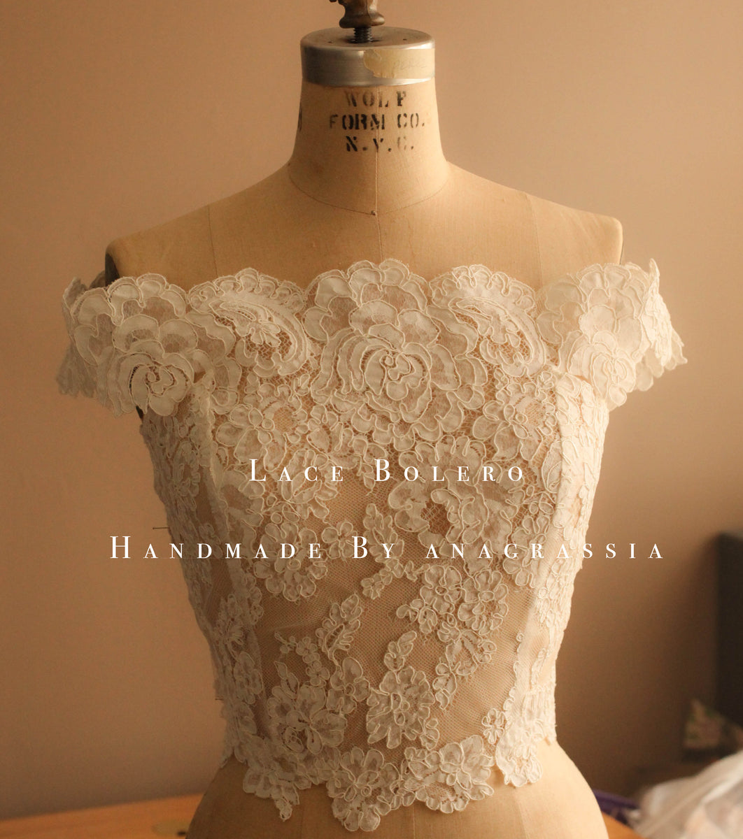 Off the shoulder lace wedding clearance bolero