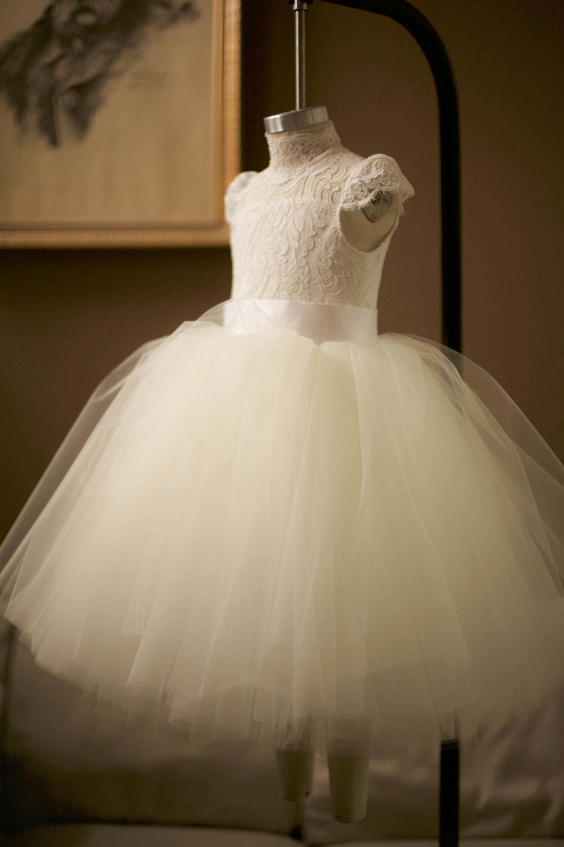 high neck flower girl dress