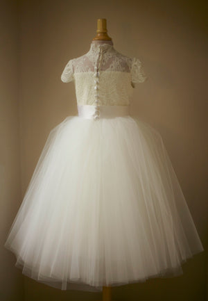 communion dress with high neckline