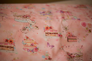 pink birthday cake fabric