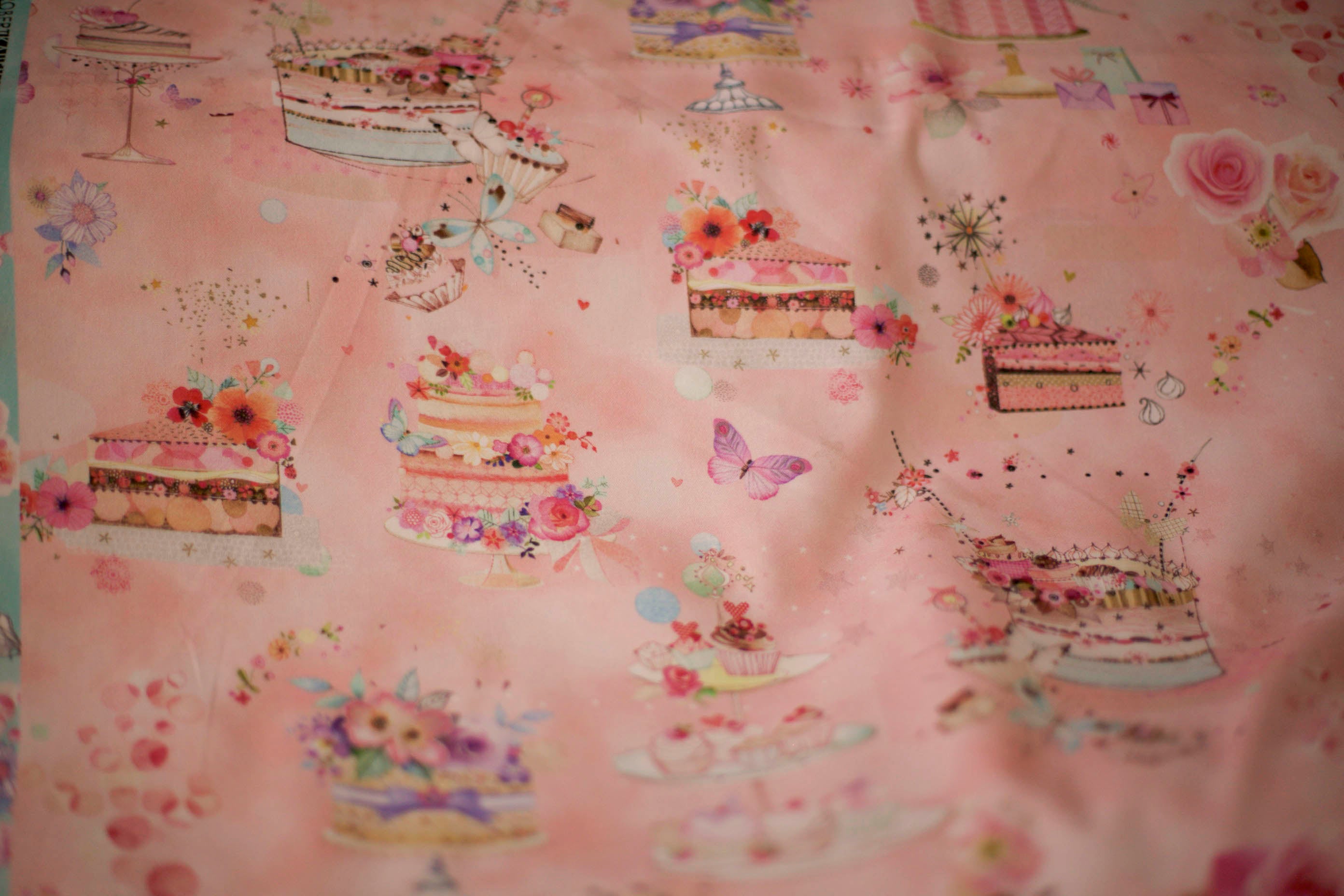 pink birthday fabric