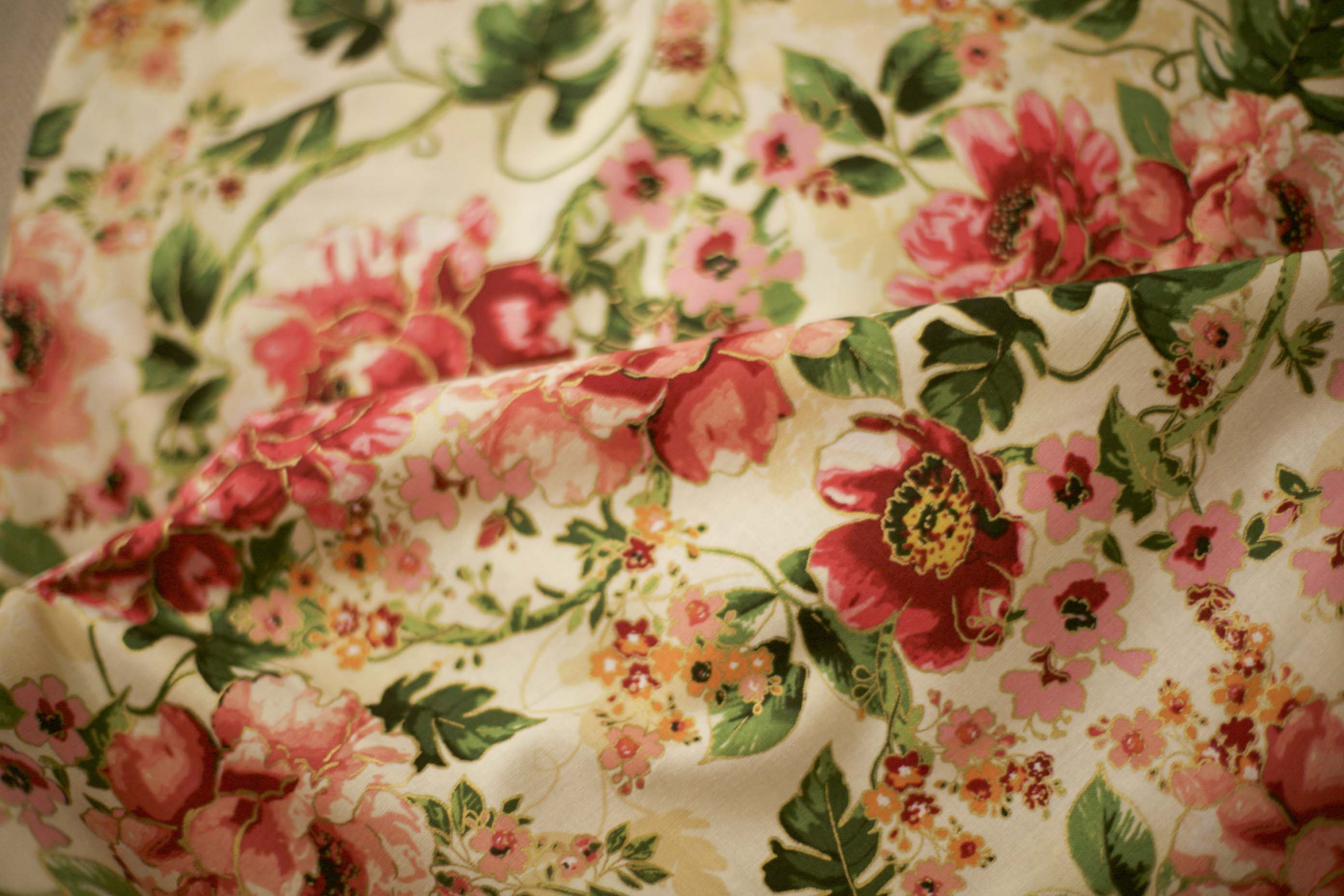 cream decadent garden fabric