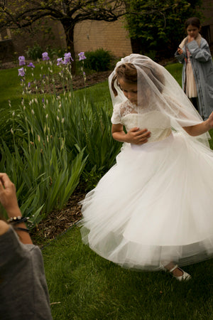 high neck communion dress