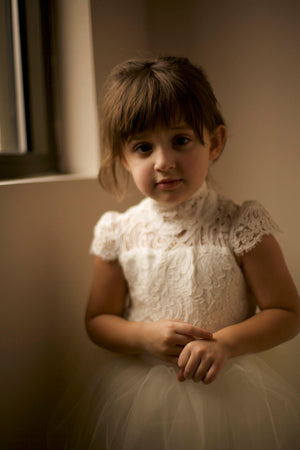 high neck flower girl dress