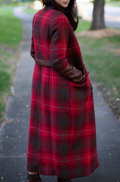 2024 Black and Red Plaid Overcoat