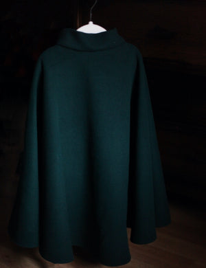 Double Breasted Green Wool Cape Children